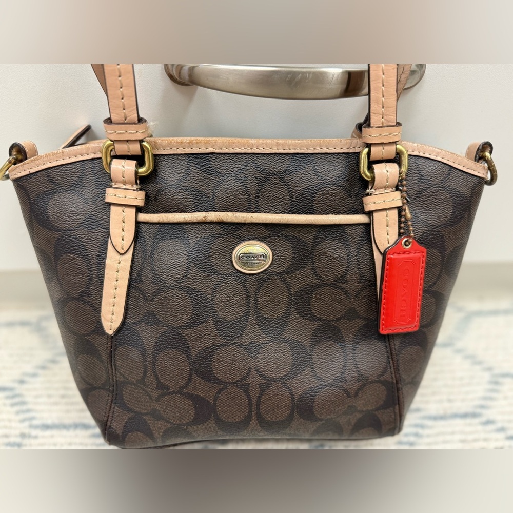 COACH Vintage Y2K Classic Signature Monogram Brown Coated Canvas Shoulder Bag - Picture 2 of 16